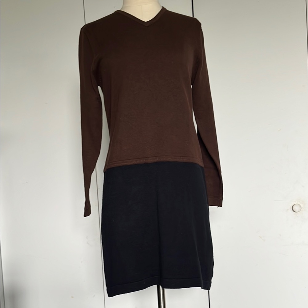 Elegant Brown and Black Women's Dress